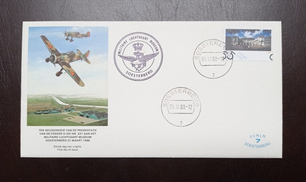 FDC Militaire Luchtvaart Museum Soesterberg 1988 + inleg, Verzenden, Envelop