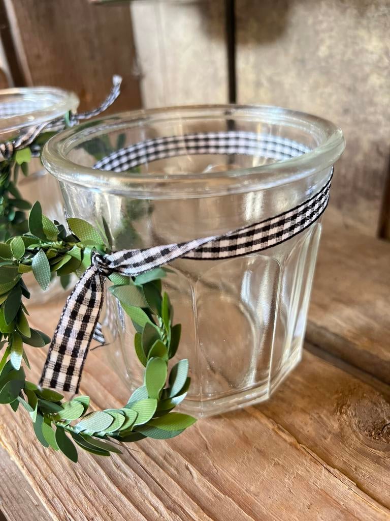 Franse glazen jampot, glazen potjes decoratie, Ophalen of Verzenden