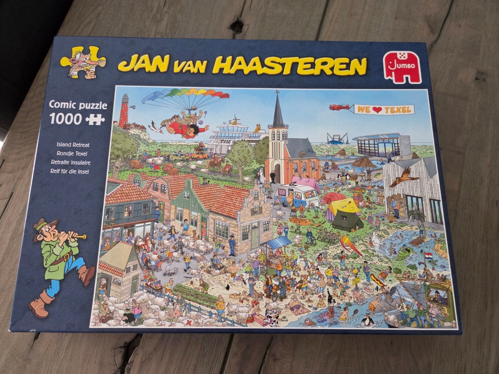 Jan van Haasteren Comic Puzzel 1000 stukjes - Rondje Texel, Ophalen, 500 t/m 1500 stukjes, Gebruikt, Legpuzzel