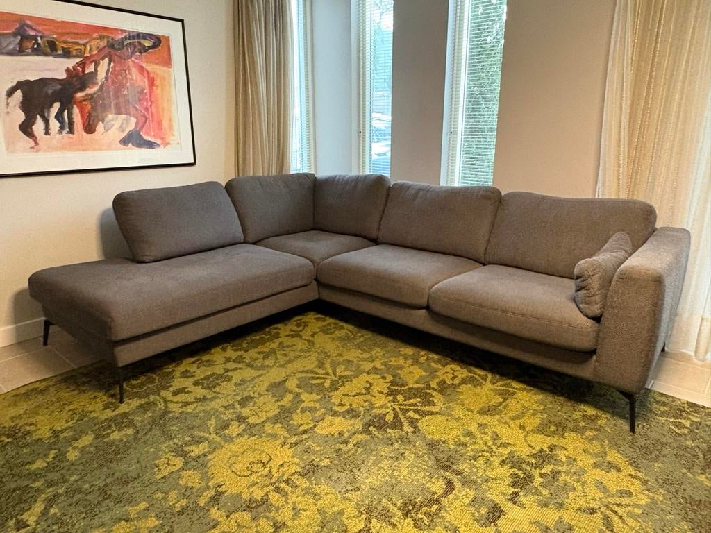 Grijze Hoekbank van Donzel Uden - 220x270cm, Huis en Inrichting, Banken | Bankstellen, Ophalen, Gebruikt, 100 tot 125 cm, Hoekbank