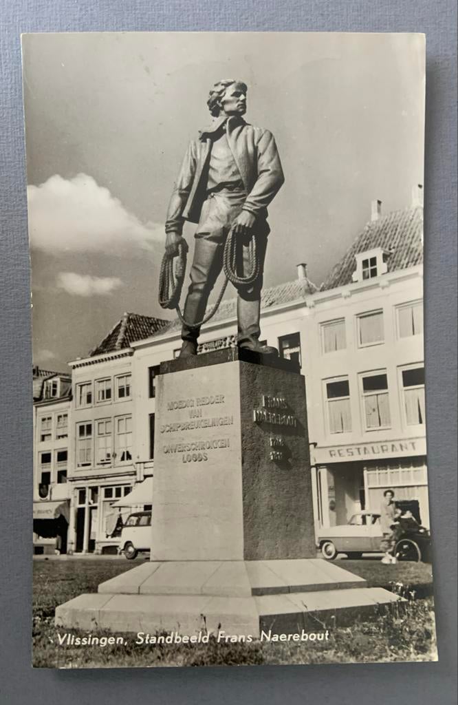 Vlissingen, Standbeeld Frans Naerebout, Ophalen of Verzenden, 1940 tot 1960, Gelopen, Zeeland