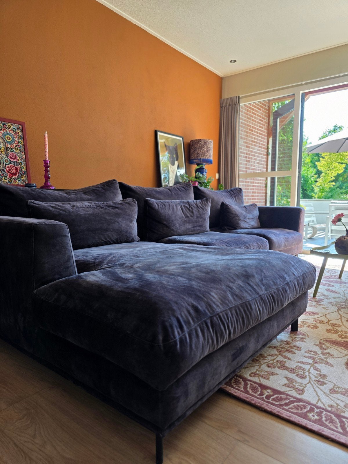 Room108 Hoekbank - Antraciet Velours type Carmen, Huis en Inrichting, Banken | Bankstellen, Ophalen, Modern, Comfortabel, 250 tot 300 cm