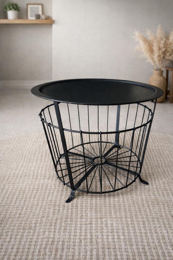 Zwart industrieel salon / Gualöv, Minder dan 55 cm, Metaal of Aluminium, Rond, Ophalen of Verzenden