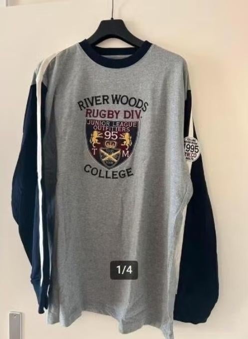 Blauw/Grijze River Woods Trui Rugby (ZGAN) XXL, Overige maten, Ophalen of Verzenden, Zo goed als nieuw, Grijs
