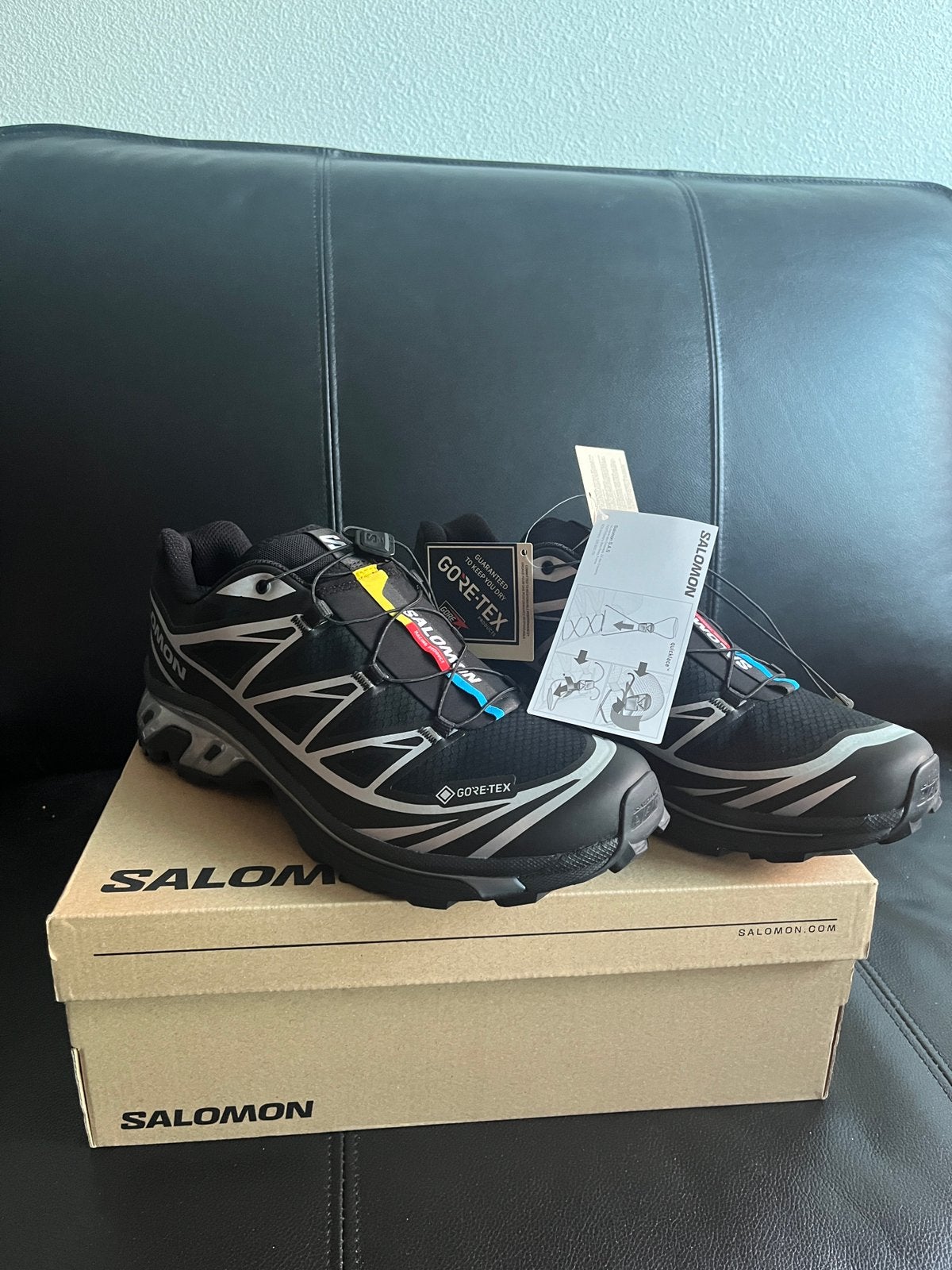 Salomon Zwart Zilvere Sneakers XT6 - Nieuw - Maat 45 1/3, Verzenden, Zwart, Nieuw, Sneakers of Gympen
