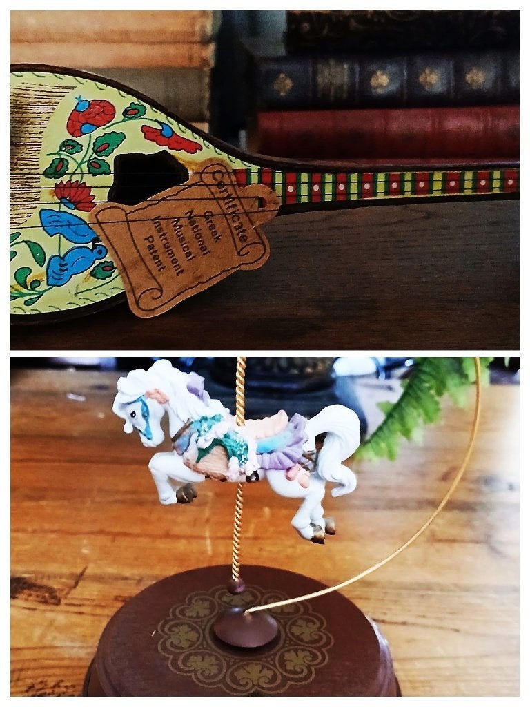 Vintage muziekdoosje enesco paardje - bouzouki, Antiek en Kunst, Ophalen of Verzenden
