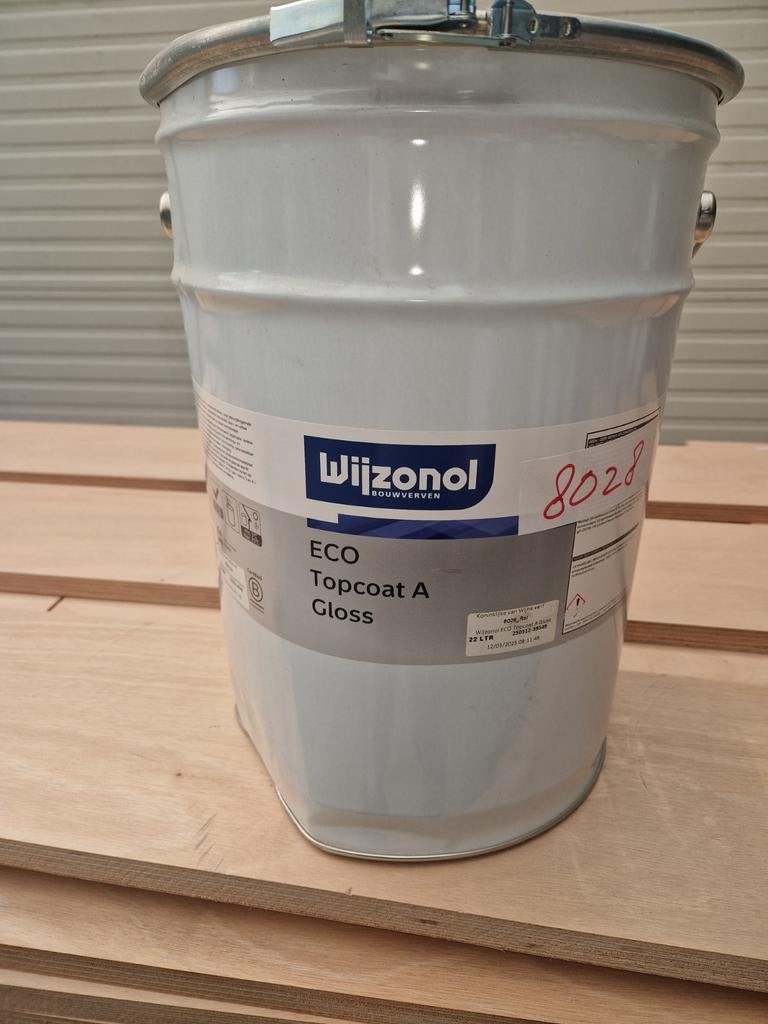 Wijzonol eco topcoat watergedragen verf Nieuw 22ltr ral 8028, Ophalen of Verzenden, Nieuw, Grijs