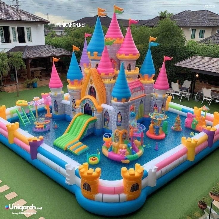 Groot Opblaasbaar Kasteel met Waterpark voor Feestjes, Ophalen of Verzenden