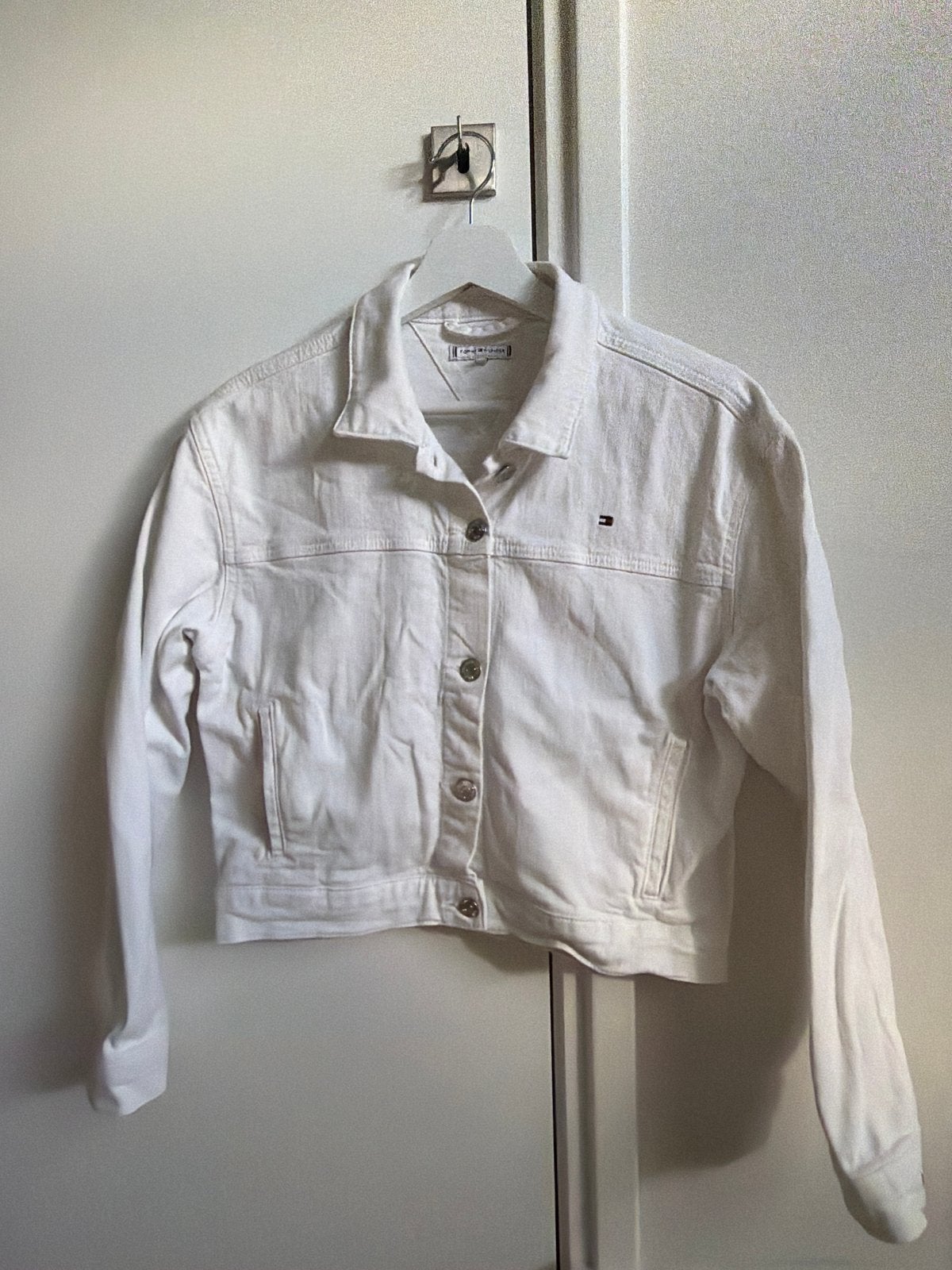 Witte spijkerjas Tommy Hilfiger maat 164 - als nieuw!, Ophalen of Verzenden, Zo goed als nieuw, Meisje, Jas