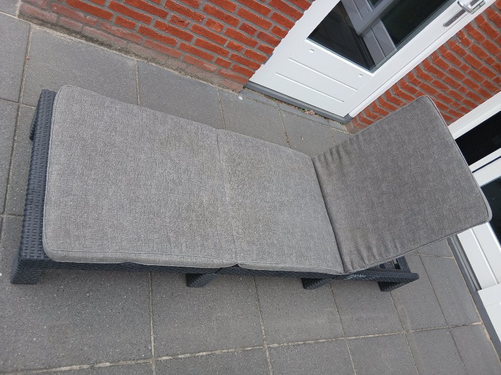 Ligbed Allibert Keter Kunststof 195x65cm Incl Kussens, Ophalen of Verzenden, Zo goed als nieuw, Wicker, Verstelbaar