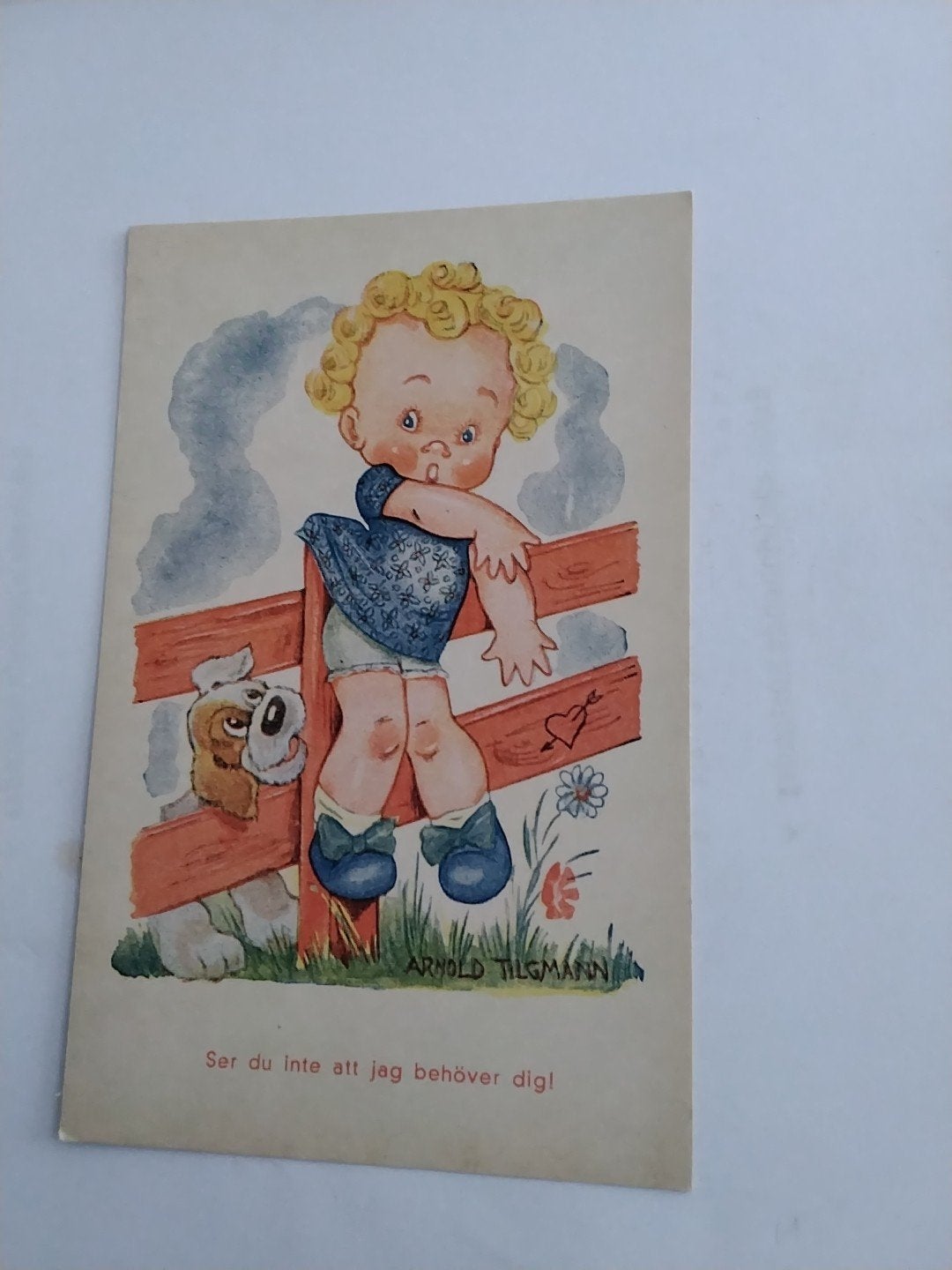 Vintage Arnold Tilgmann - Lief Jongetje met Hond, Ophalen of Verzenden, 1920 tot 1940, Ongelopen