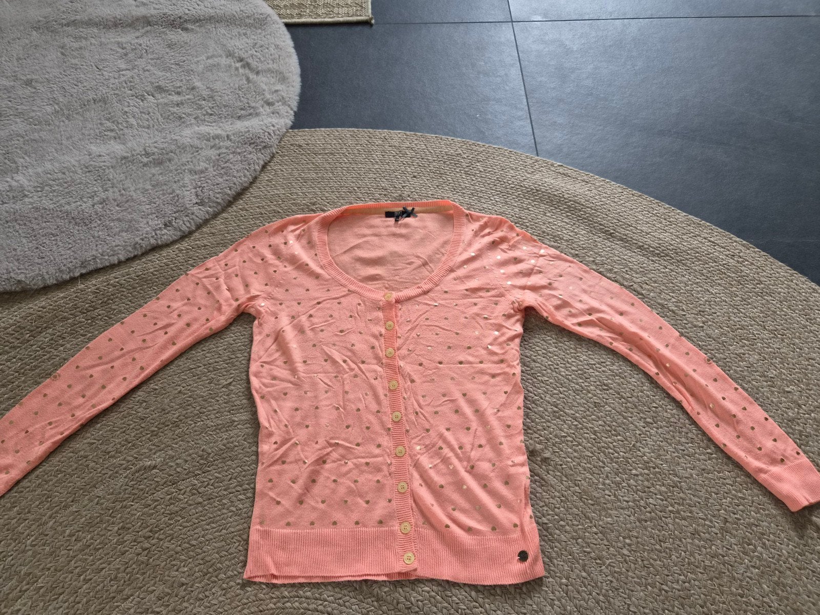 roze/oranje vest dept met gouden hartjes, maat s, Overige kleuren, Ophalen of Verzenden, Zo goed als nieuw, Maat 36 (S)