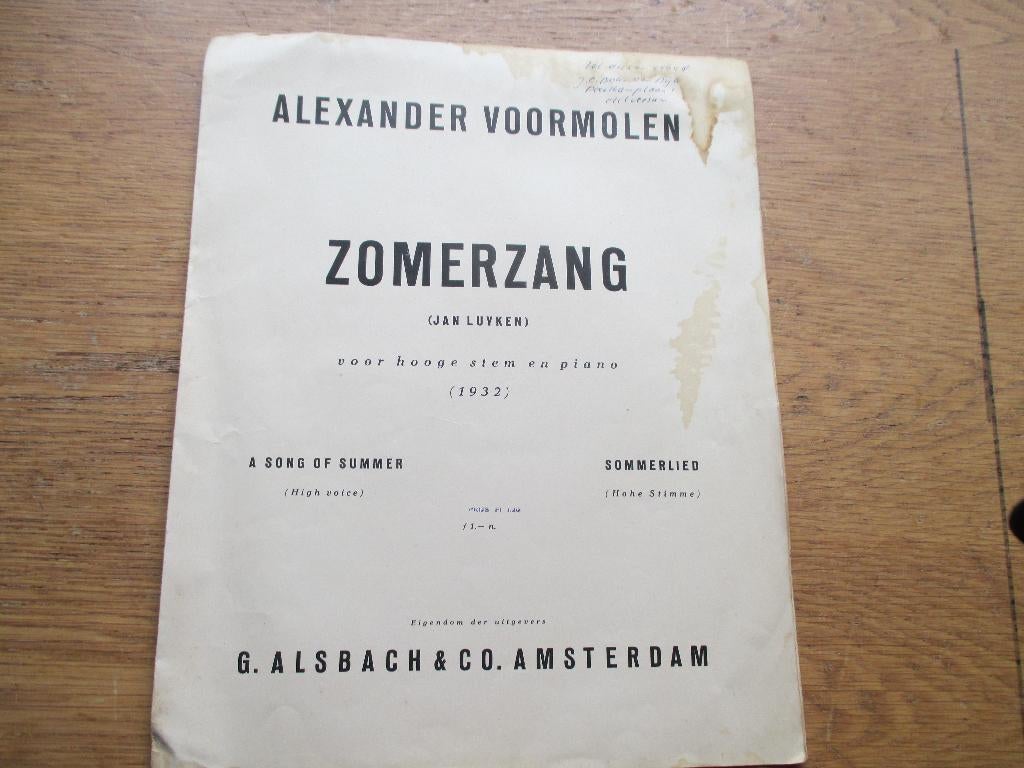 ALEXANDER VOORMOLEN - ZOMERZANG, Zang, Gebruikt, Ophalen of Verzenden, Artiest of Componist