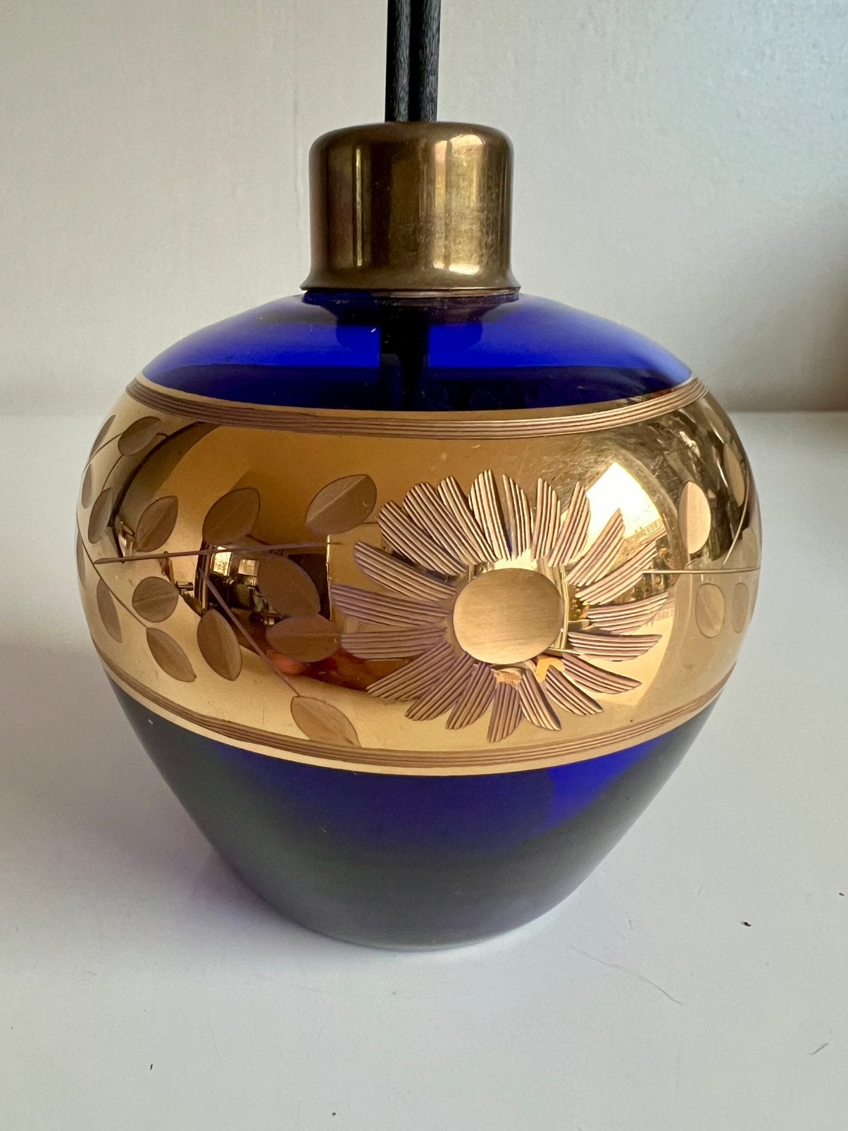 Vintage Murano Parfumfles Diffuser Kobaltblauw Goud 70’s, Ophalen of Verzenden