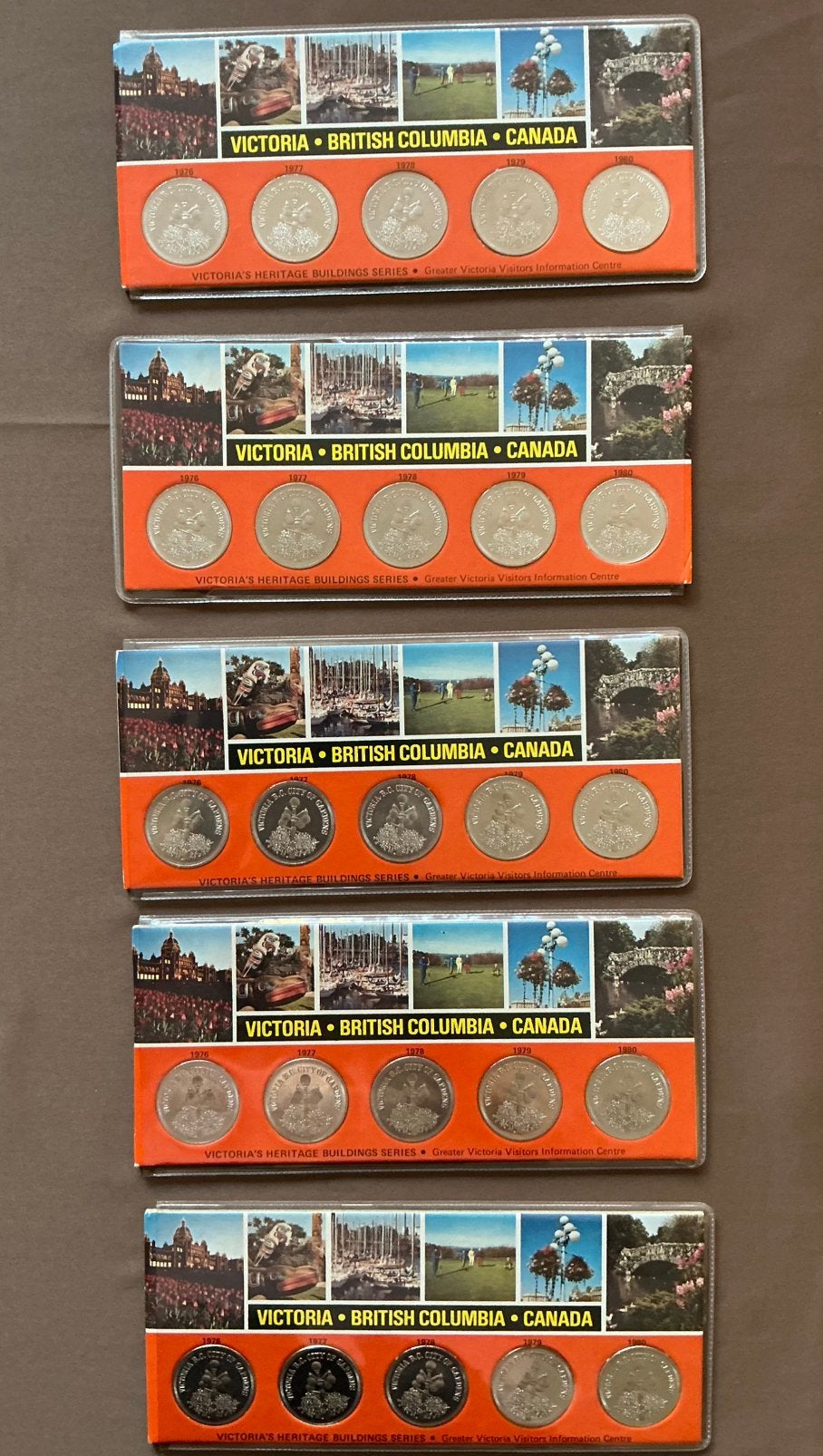 5x Complete Herdenkingsmunten Victoria BC Canada (1976-1980), Ophalen of Verzenden, Buitenland, Munten