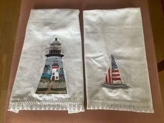 Mainstays geborduurd handdoeken badkamer handdoek wit 2 st., Ophalen, Nieuw, Wit, Handdoek