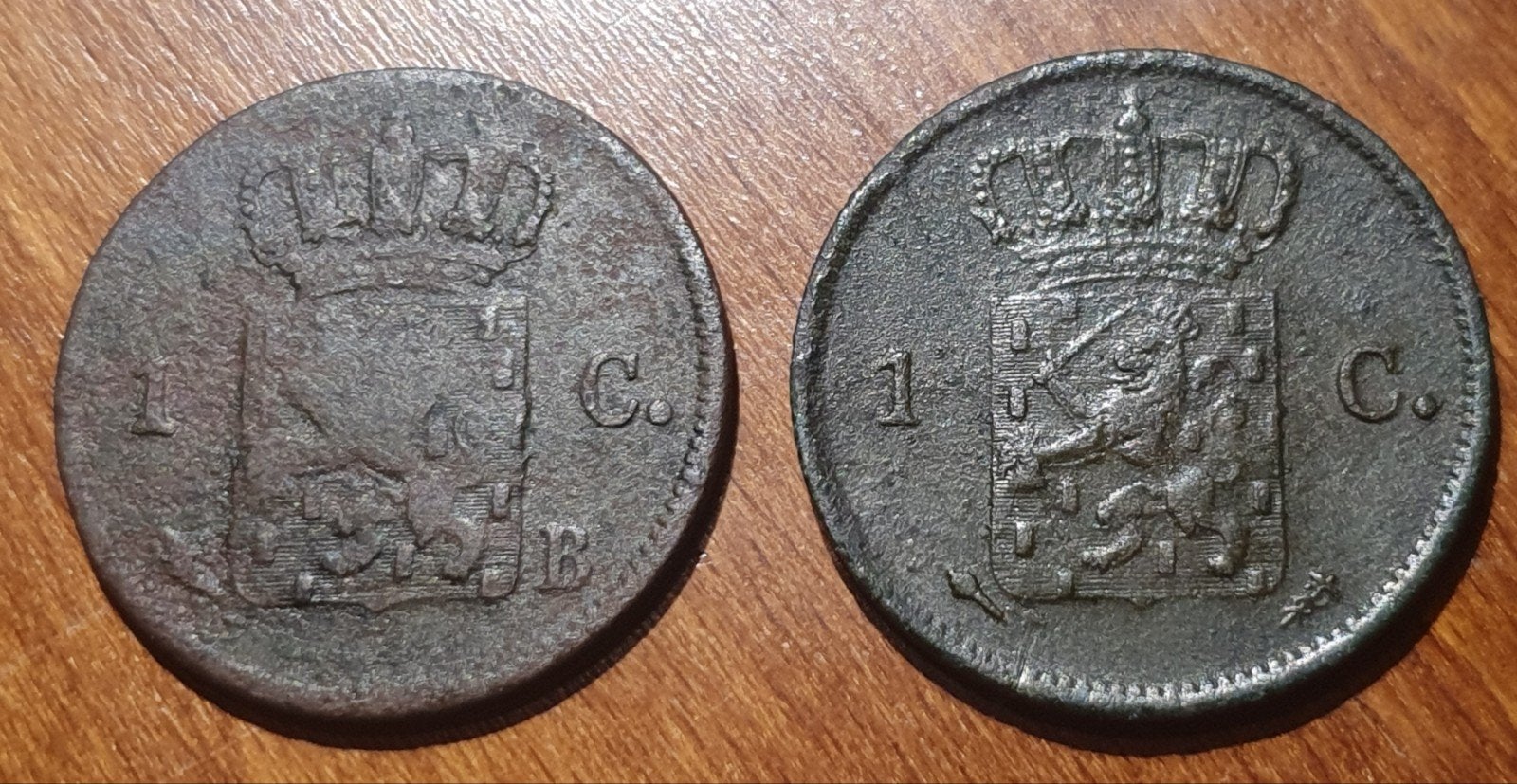 Willem 1. 1 cent 1823 B  en  1827 U  zie foto's., Postzegels en Munten, Munten | Nederland, Ophalen of Verzenden, Koning Willem I