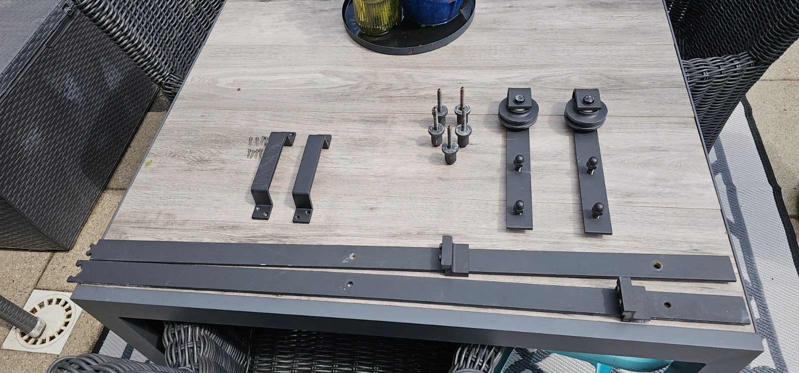 Schuifdeur Railsysteem Zwart - Compleet Set, Ophalen of Verzenden, Gebruikt, 100 tot 250 mm, Overige typen