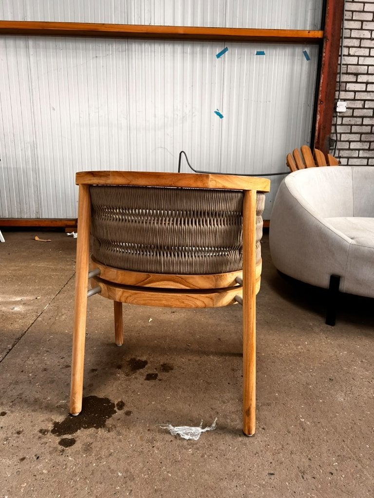 Houten dining tuinstoel met rope afwerking, Ophalen, Diningstoel, Zo goed als nieuw, Diningstoel