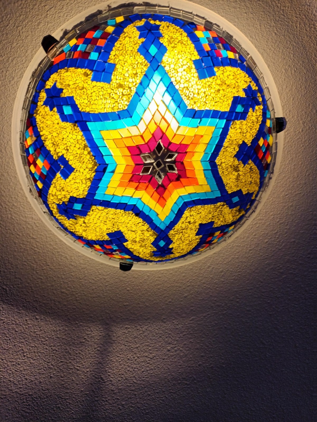 Kleurrijke mozaïek plafondlamp - Sterdesign, Huis en Inrichting, Lampen | Overige, Ophalen, Overige stijlen, Meerkleurig, Zo goed als nieuw