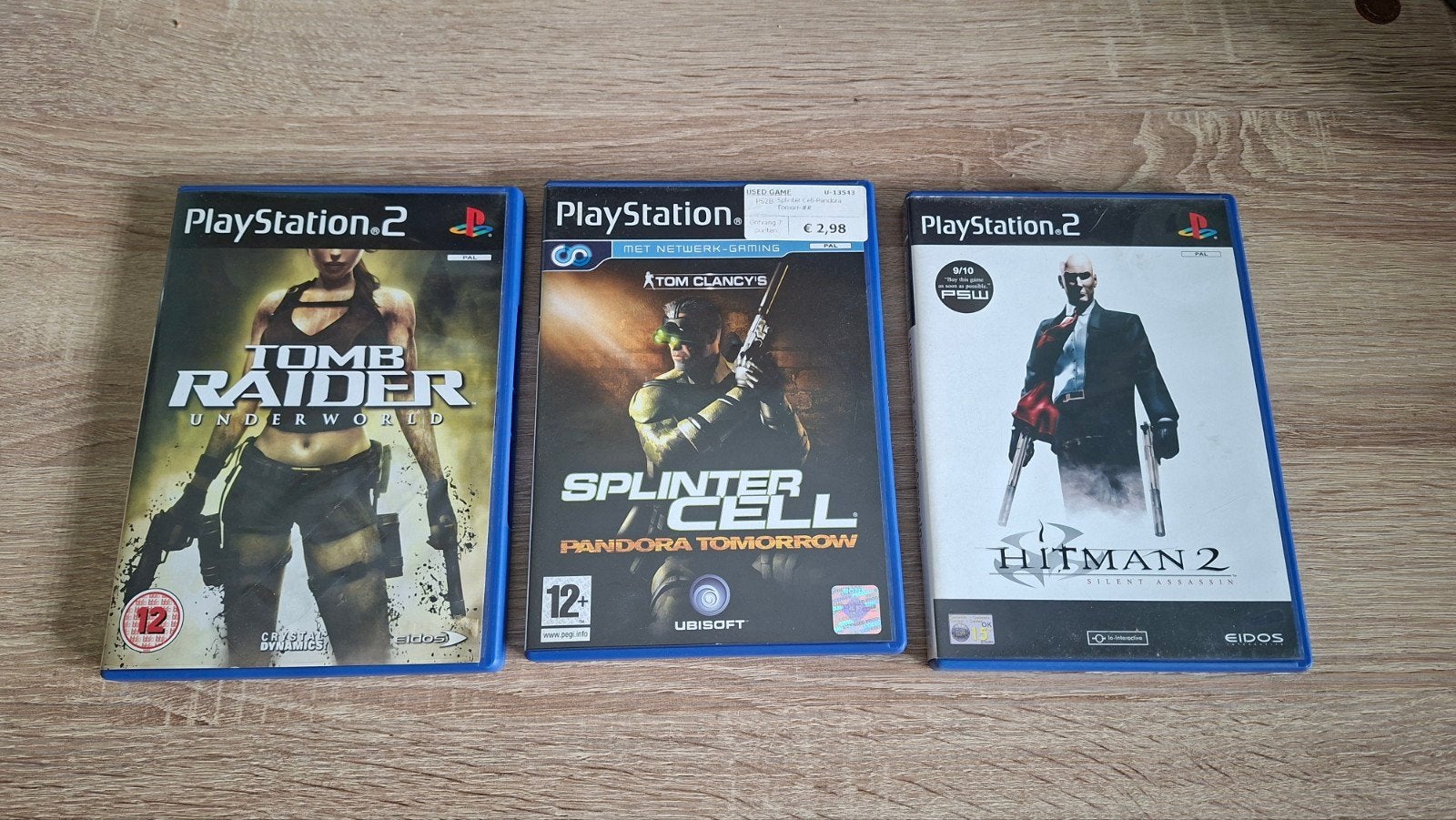 3 PlayStation 2 games: Tomb Raider, Splinter Cell, Hitman 2, Vanaf 18 jaar, 1 speler, Zo goed als nieuw, Ophalen
