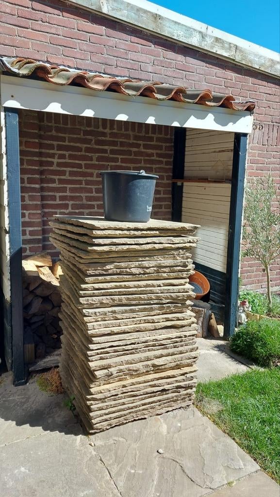 Gratis af te halen: Natuursteen terrastegels 60x60cm (25m²), Tuin en Terras, Ophalen, Gebruikt, Terrastegels, Natuursteen