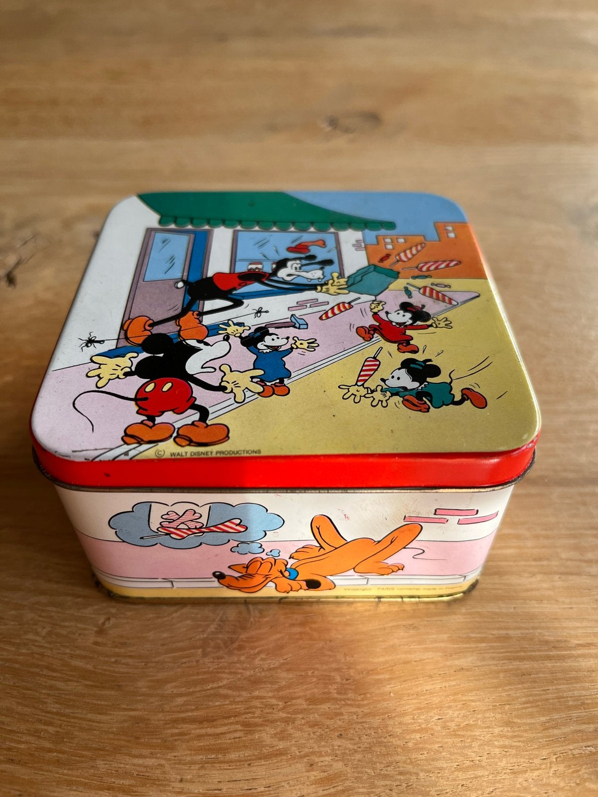 Vintage Disney Mickey Mouse Blikken Doosje - Made in France, Verzamelen, Ophalen of Verzenden, Mickey Mouse, Gebruikt, Overige typen