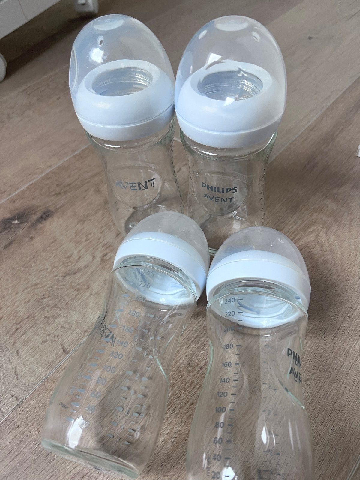 Philips Avent glazen babyflessen (4 stuks), Gebruikt, Babyfles, BPA-vrij, Philips Avent