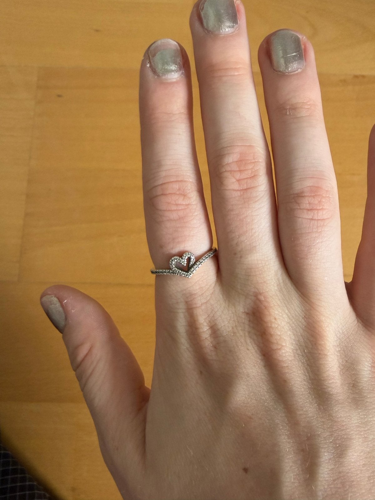 Pandora Sparkling Wishbone Hart Ring Maat 60, Met kristal, 20 of groter, Ophalen of Verzenden, Zo goed als nieuw