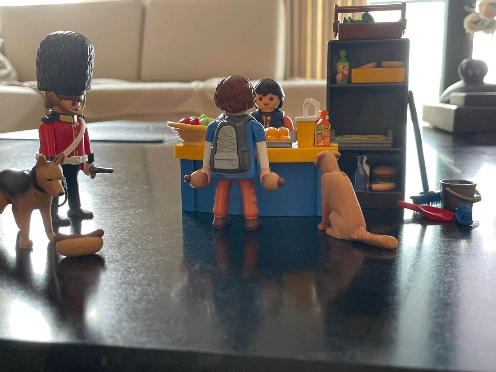 Playmobil set met hotdogkraam, figuren en accessoires, Gebruikt, Overige typen, City life, Complete set