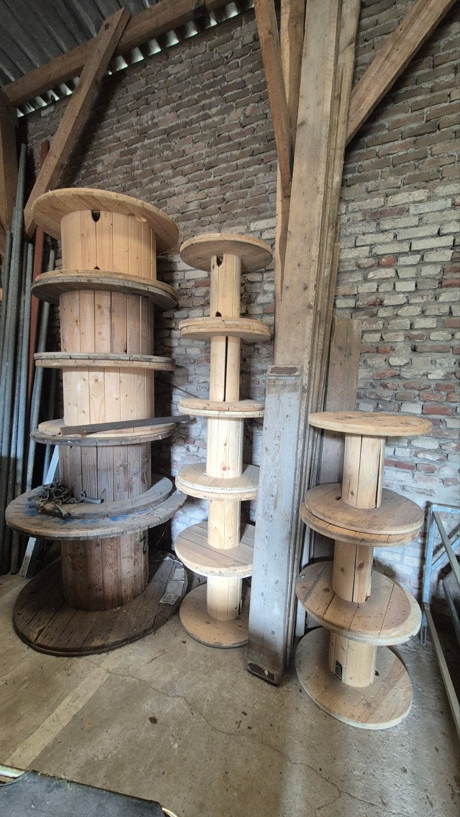 Houten Haspels - Diverse Maten 8x Klein, 4x Middel, 1x Groot, Ophalen, Gebruikt