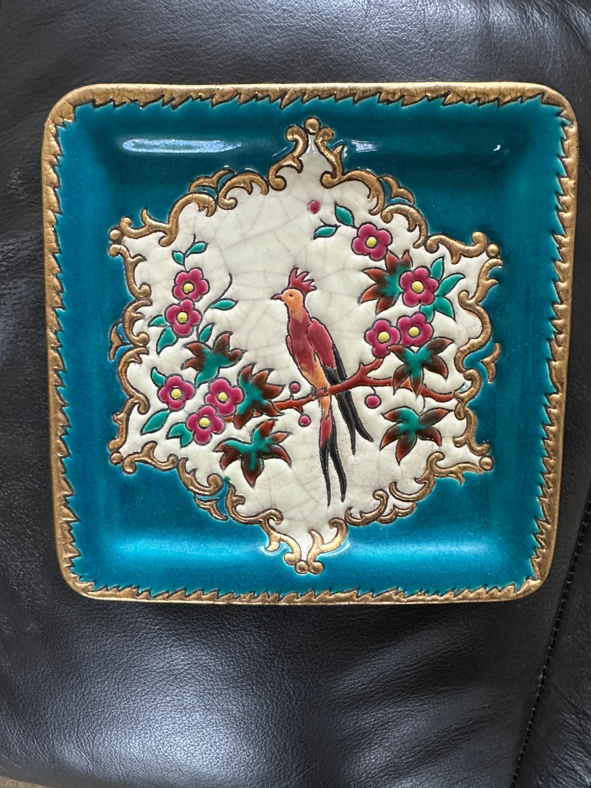 Antiek bordje van Emaux de Longwy, Ophalen of Verzenden