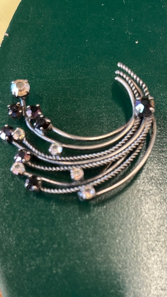 vintage broche met markasiet, Ophalen of Verzenden, Zo goed als nieuw, Zilver, Overige materialen