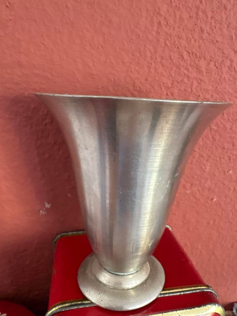 Vintage Hollandse Tin Vaas - Gero Zilmeta Stijl, Antiek en Kunst, Ophalen of Verzenden