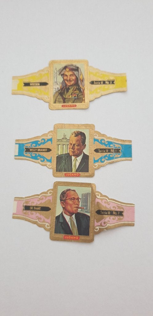 3373 diverse lugano serie 12 beroemdheden, Verzenden, Sigarenbandjes