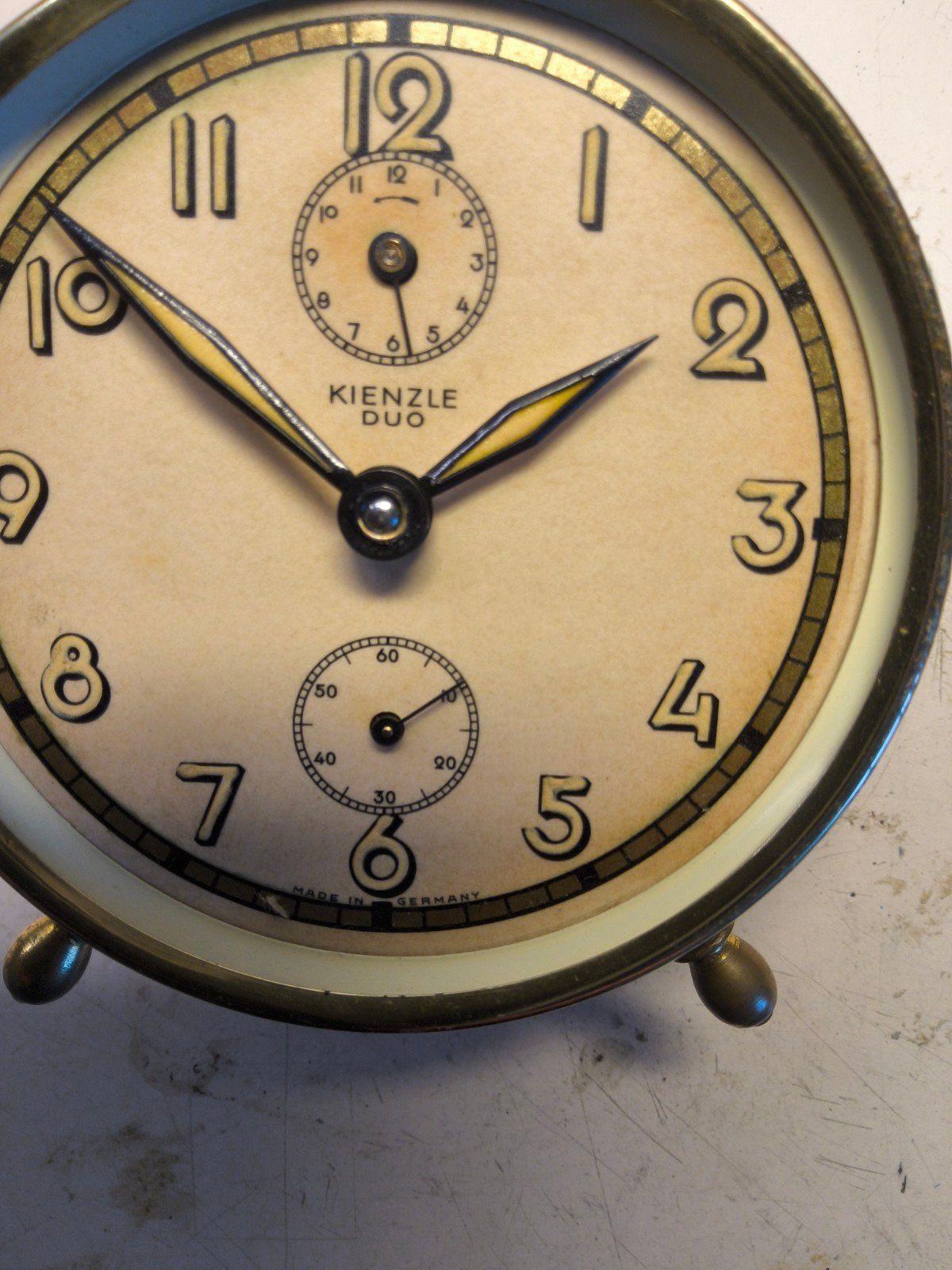 Vintage Kienzle Duo Wekker Rood - Loopt, mist glas, Ophalen of Verzenden