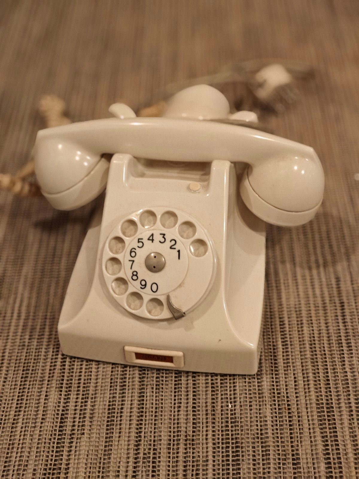 Vintage witte draaischijf tekefoon, Ophalen of Verzenden, Gebruikt, 1 handset