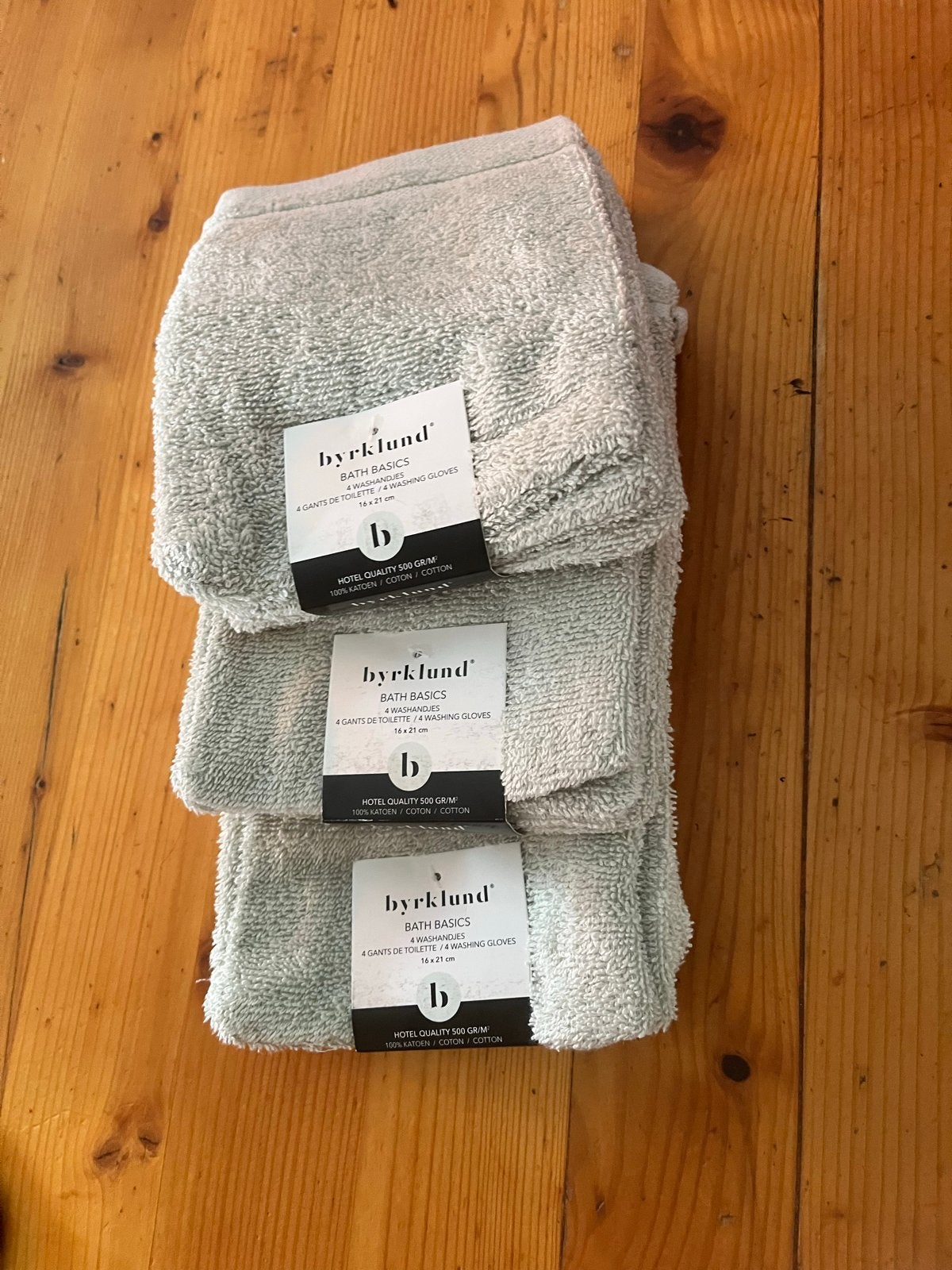 Nieuwe Byrklund washandjes - 4 stuks, hotelkwaliteit, Overige merken, Ophalen of Verzenden, Grijs, Gastendoekje
