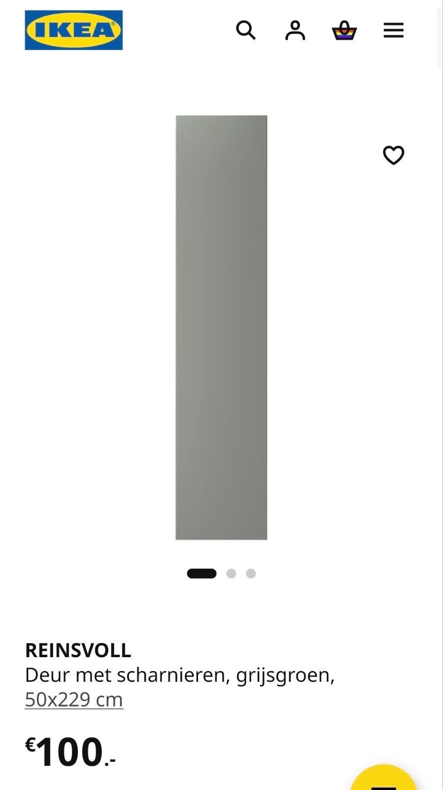 REINSVOLL Deur met scharnieren, zwart, 50x229 cm (Nieuw), Minder dan 50 cm, 200 cm of meer, Nieuw, Ophalen of Verzenden