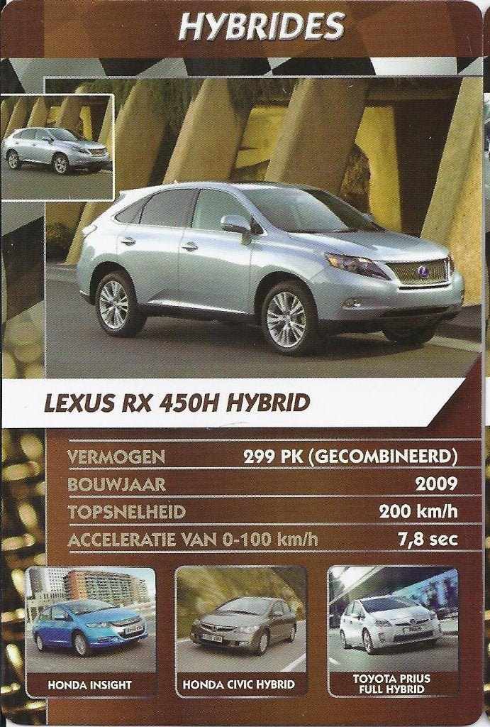 Kw2710 autokaartje lexus rx 450h hybrid, Ophalen of Verzenden, Zo goed als nieuw, Auto's
