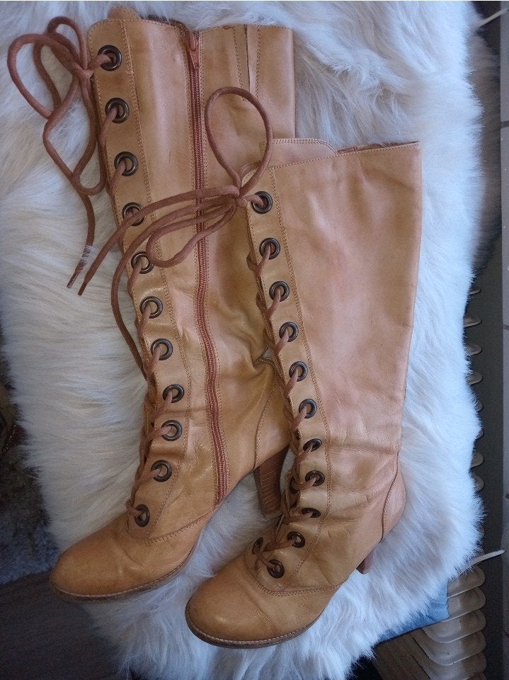 Bronx lange veterlaarzen 39, Hoge laarzen, Bronx, Beige, Ophalen of Verzenden