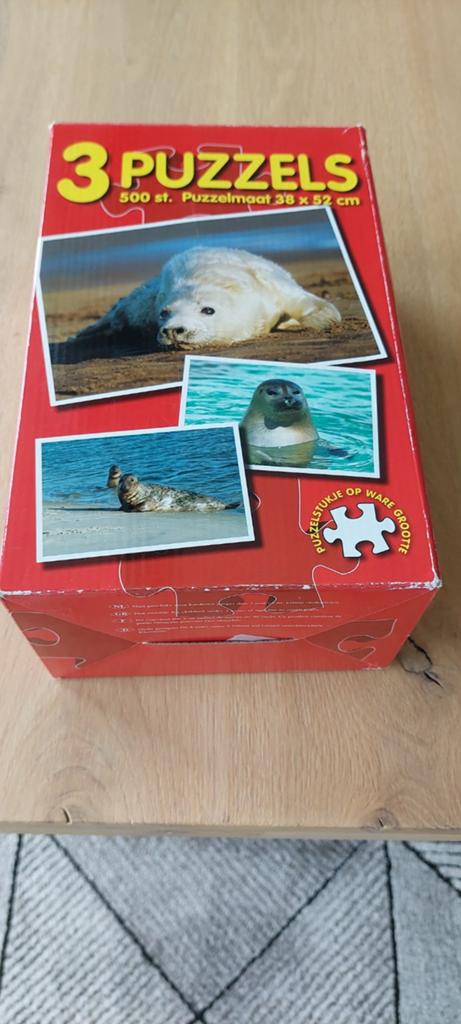 3 Puzzels Zeehonden 500 stukjes - Puzzelmaat 38 x 52 cm, Ophalen, 500 t/m 1500 stukjes, Gebruikt, Legpuzzel