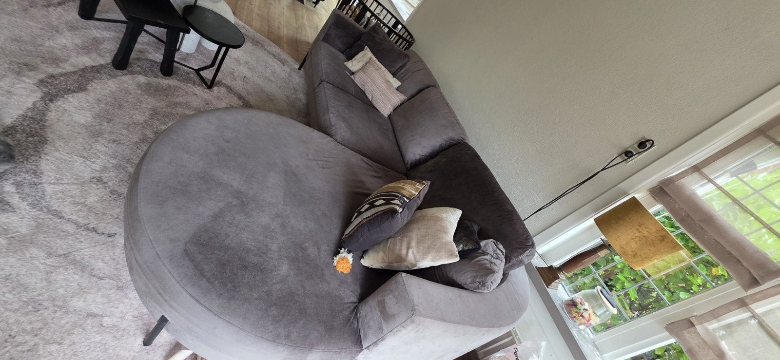 velvet hoekbank 100 euro, Huis en Inrichting, Banken | Bankstellen, Ophalen, Gebruikt, 100 tot 125 cm, Hoekbank