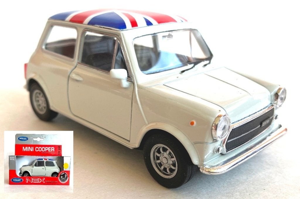Mini Cooper wit met Union Jack dak Welly., Ophalen of Verzenden, Zo goed als nieuw, Auto