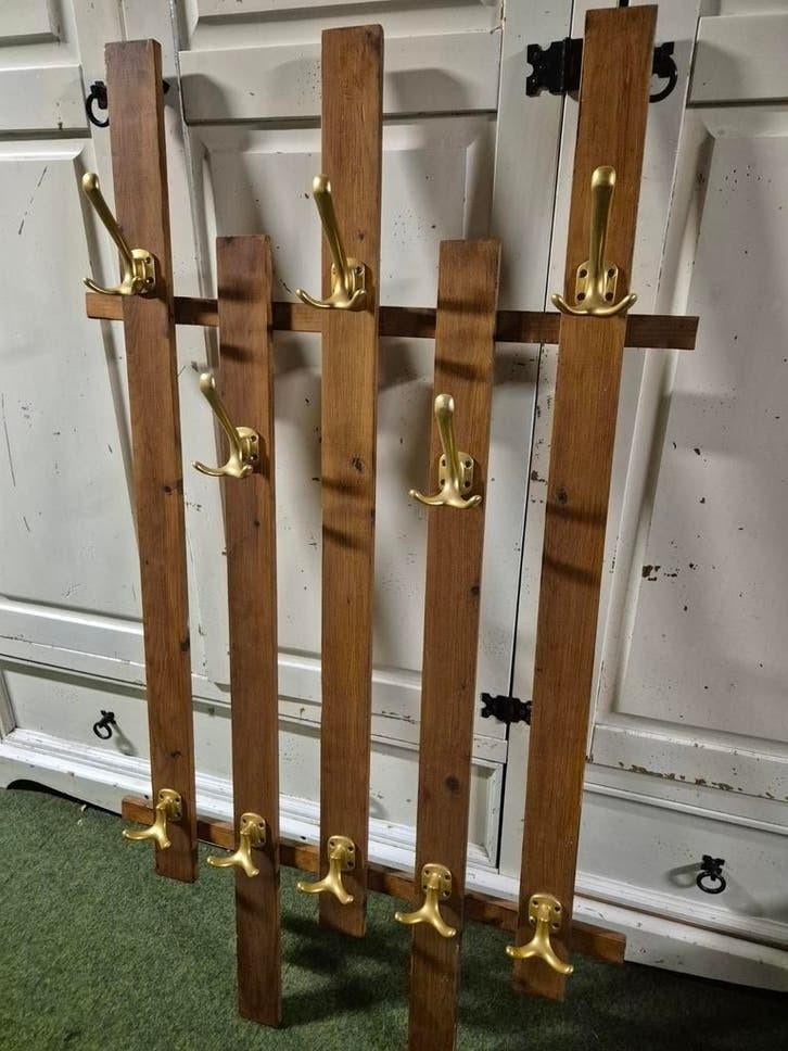 prachtige kapstok met messing haken, Huis en Inrichting, Woonaccessoires | Kapstokken, Ophalen, Metaal, Wandkapstok, Minder dan 100 cm