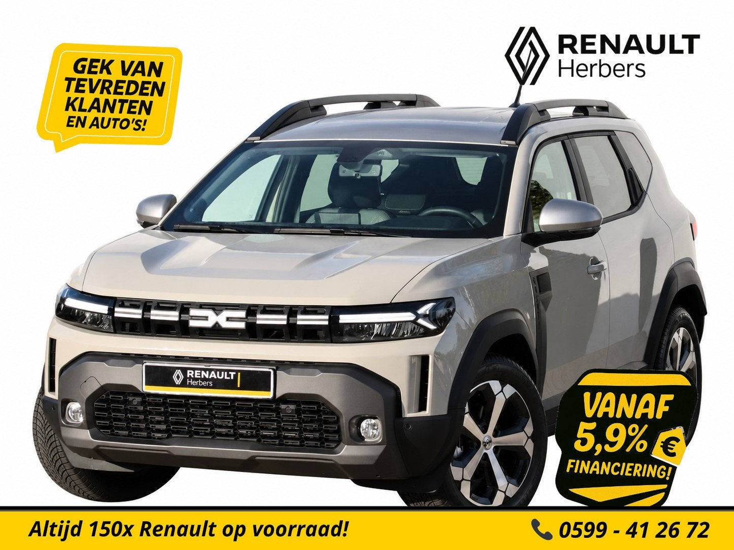 Dacia Duster 1.6 Hybrid 140 Journey AUTOMAAT / NAVI / ALLE O, Dealer onderhouden, Stof, Gebruikt, 4 cilinders