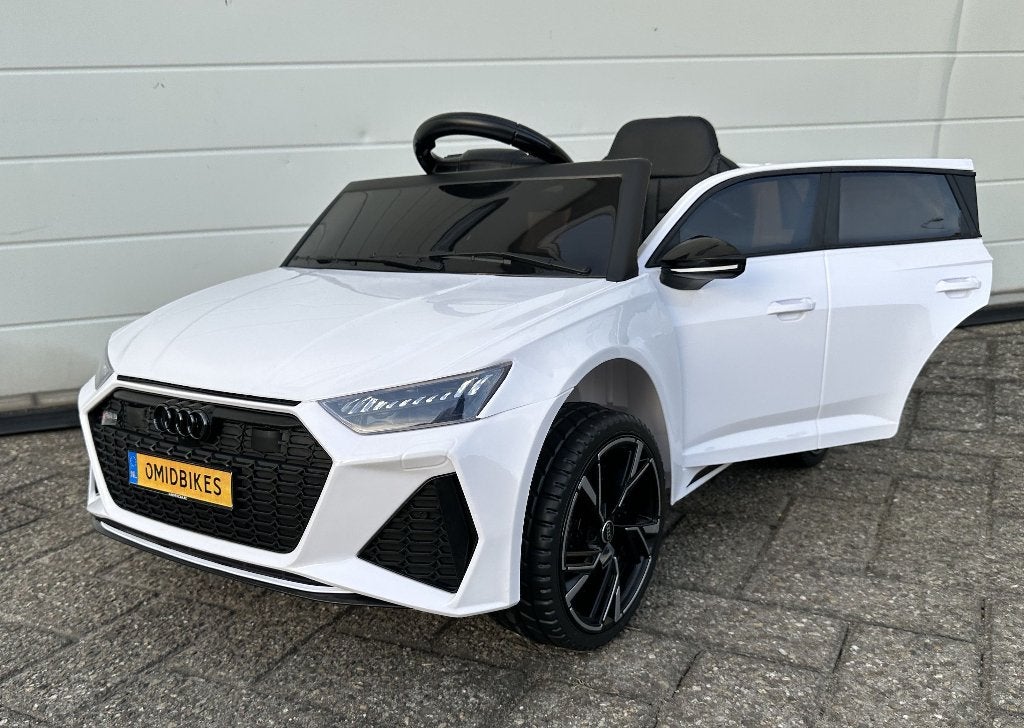Audi RS6 12v wit Afstandsbediening / Bleutooth / Leder / RU, Ophalen of Verzenden, Nieuw