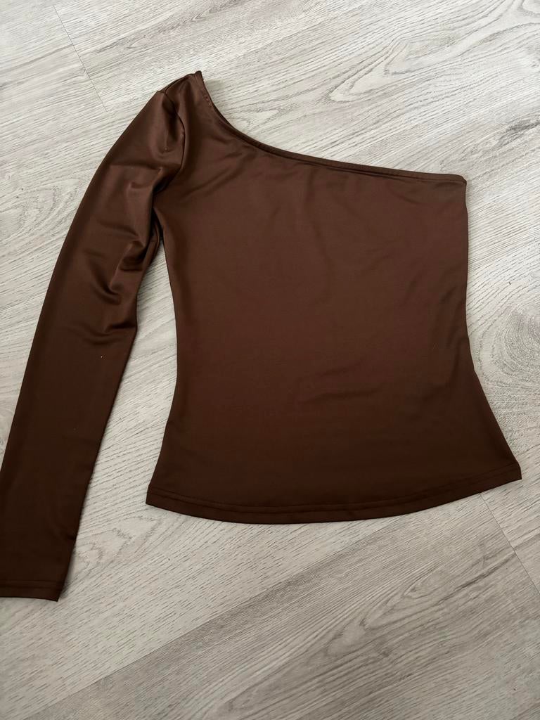 By Swan One-Shoulder Top Maat S Bruin, Bruin, Ophalen of Verzenden, Lange mouw, Maat 36 (S)