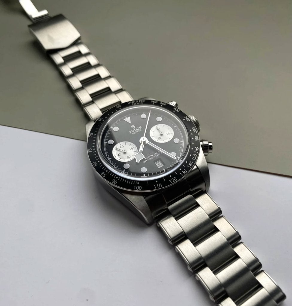 Tudor Black bay chrono M79360N Full set + rubberen band, Overige merken, Staal, Staal, Polshorloge