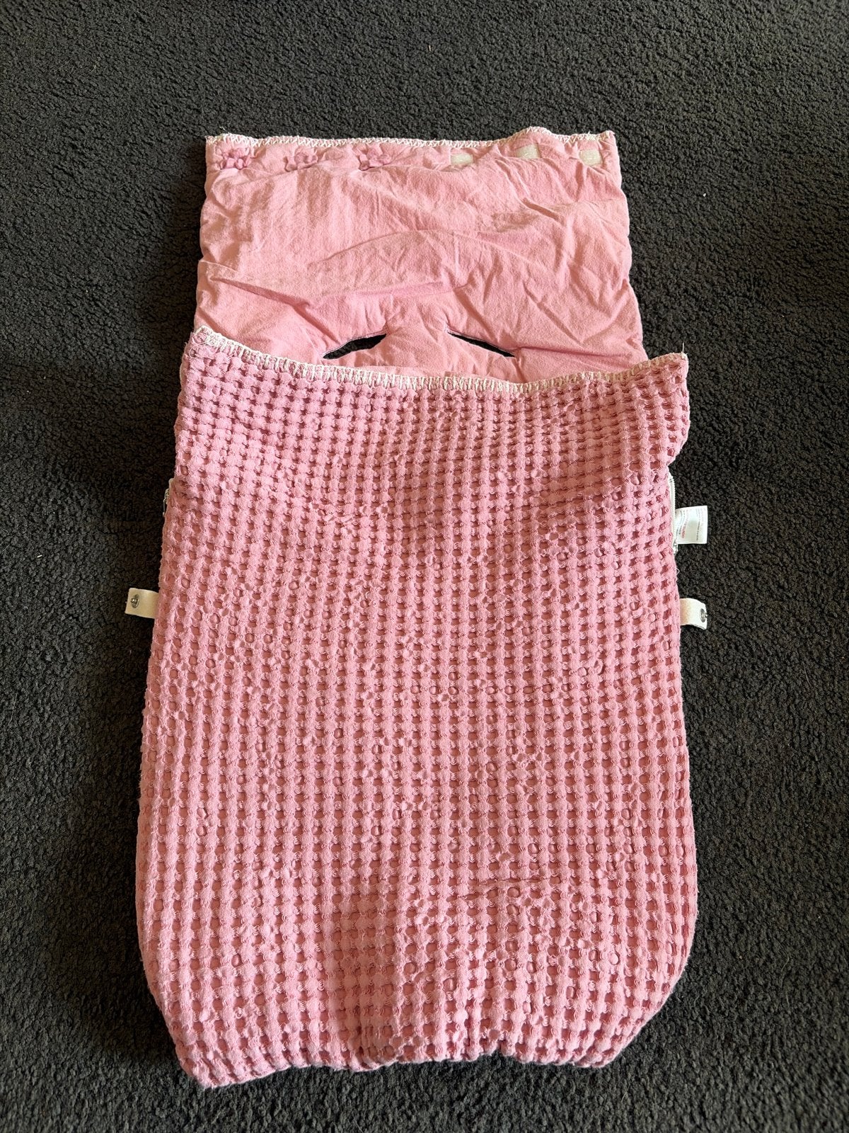 Roze wafelstof voetenzak voor kinderwagen/maxi-cosi, Ophalen of Verzenden, Gebruikt